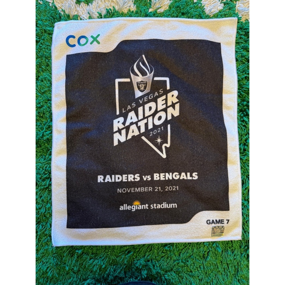 NFL Rally Towel Unisex OS White Excellent Las Vegas Raiders vs Bengals 2021